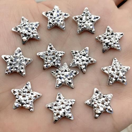 50pcs 15mm Cute Glitter Five Star for Hair Bow Center, Crafts Making, Phone Decoration, Scrapbooking. DIY -S391