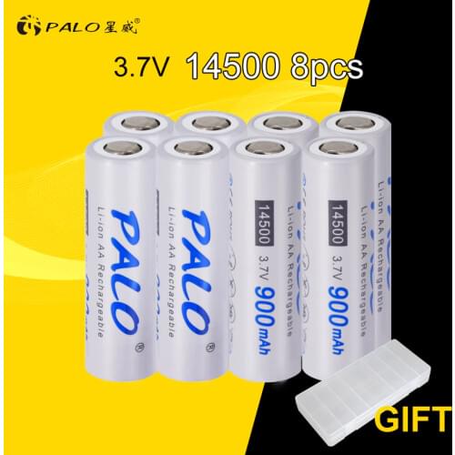 PALO 8pcs AA 3.7V rechargeable battery aa batteria li-ion lithium 900mah rechargeable batteries for flashlight