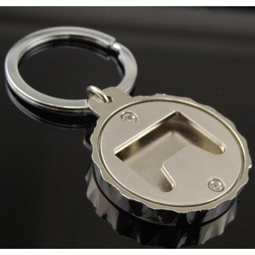 Free shipping 100pcs/lot Wholesale Gift Beer Bottle Round Cap Cover Bottle Opener KeyChain