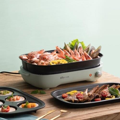 220V Electric Hot Pot Cooker Household Multifunctional Electric Hotpot Cake Baker Furnace Barbecue Grill With 3 Plates