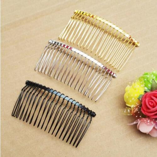 10pcs/lot Inserted Comb Hair Accessories Hair Brush Women Steel Plate Inserted Comb Wide Tooth Comb Hair Comb Black Iron Silver