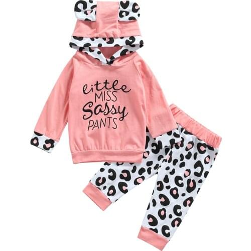 2021-07-02 Lioraitiin 1-5Years Toddler Baby Girl 2Pcs Autumn Fashion Clothing Set Long Sleeve Pink Letter Hooded Top Long Pants