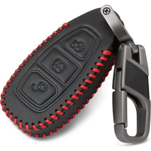 3 Button Leather Car Remote Key Fob Shell Cover Case For Ford Ranger C-Max S-Max Focus MK3 Galaxy Mondeo Transit Tourneo Custom