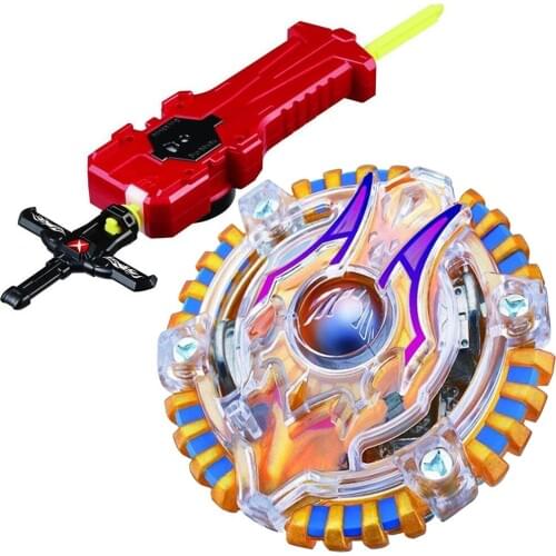 Cool Burst Alloy Fusion Launcher Spinning Top Top Kids Game Toys with Launcher Sticker Children Gift B-71 Sword Launcher