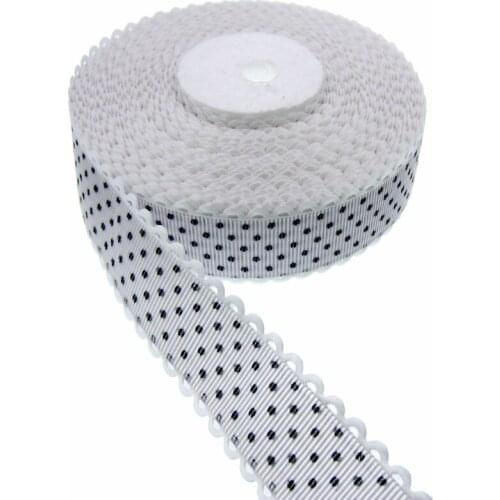 20yards 1" Printed Dot Lace Ribbon Fabric Trim Ribbons For Craft Wedding Scrapbook gift packing 25mm