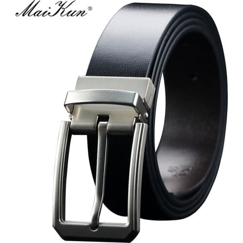 Maikun Belts for Men Fashion Genuine Leather Male Belt Reversible Alloy Pin Buckle Belts For Jeans
