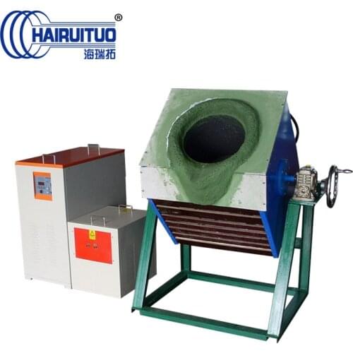 Metal melting furnace Medium frequency induction heating equipment HTM-35KW Hand overturned melting furnace