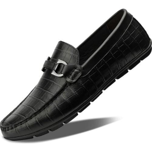 Men Shoes Genuine Leather Fashion Beanie Shoes all-match wear-resistant breathable loafers Driving shoes office work shoes