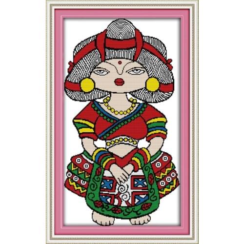 National costume cross stitch kit people 18ct 14ct 11ct count print canvas stitches embroidery DIY handmade needlework