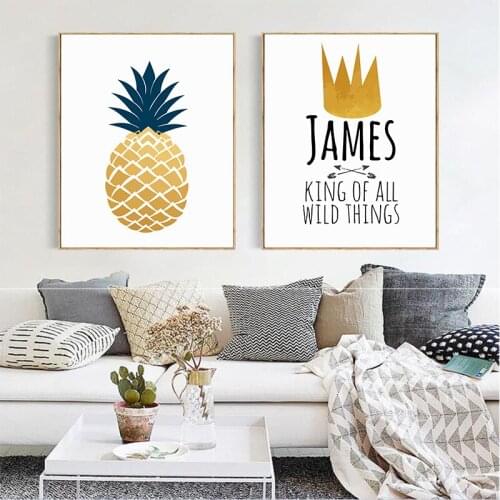 Golden Pineapple Nordic Style Wall Art Canvas Painting Motivational Home Decor Kids Room Room Painting Posters Canvas Painting