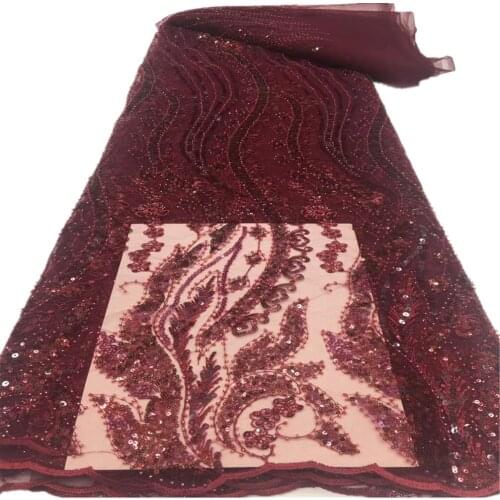 Latest African Lace Fabrics 2021 Party Nigerian Sequin Tull Lace Fabric With Sequins French Mesh Lace Fabric For Dress xx-220