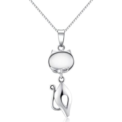 2018 Rushed Slide Animal Trendy New Arrival 925 Sterling Pendants Necklace For Feman,cats Eye Opal Pendant Birthday Gift