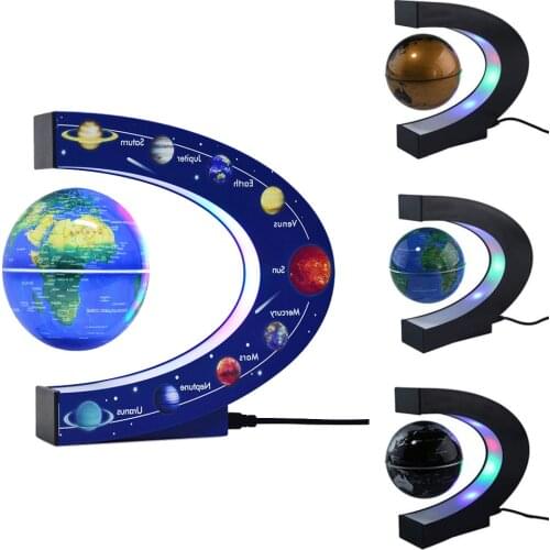Floating Magnetic Levitation Globe World Map With LED Lights Rotating Novelty Ball Lamp Educational Gifts For Kids Home Decor