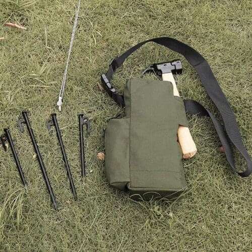 Portable Canvas Tent Pegs Storage Bag Stakes Organizer Hammer Pouch Outdoor