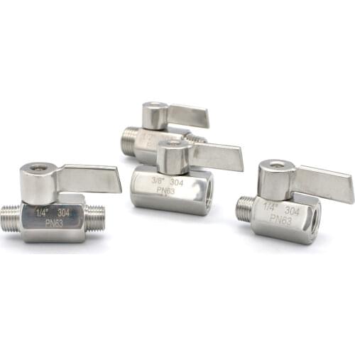 1/8" 1/4" 3/8" 1/2" 3/4" BSP Female Male Mini SUS316 Sanitary Ball Valve Homebrew Beer With Stainless Hanlde