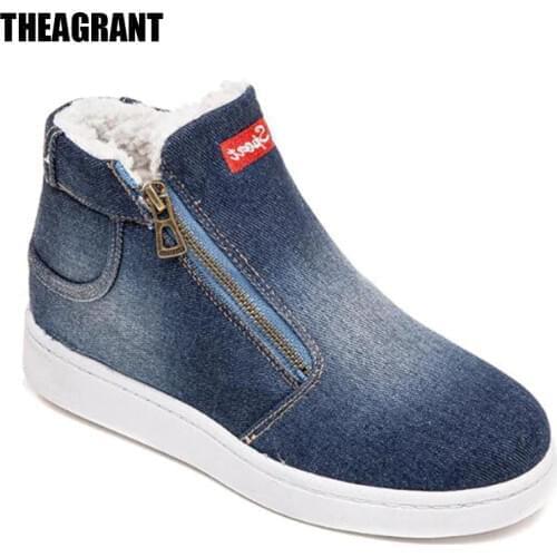 THEAGRANT Warm Winter Women Sneakers Platform Loafers Fleeces Wedges Shoes Woman 2019 Fashion Casual Shoes BIg Size 44 WSN2005