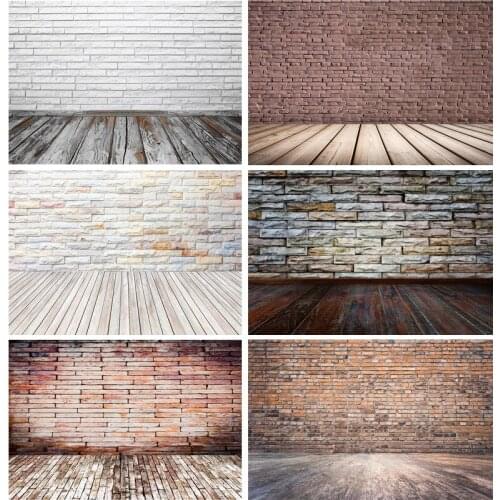 SHENGYONGBAO Vinyl Custom Vintage Brick Wall Wooden Floor Photography Backdrops Photo Background Studio Prop 21712 YXZQ-05