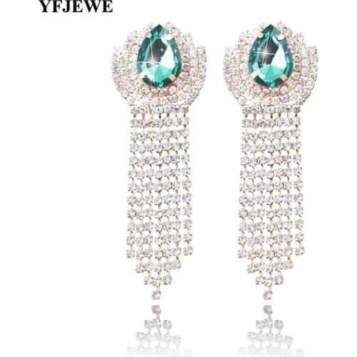 YFJEWE Fashion Accessories Jewelry Authentic Popular Decorative Stones Three Colors Sparkling Crystal Earrings Female #E137