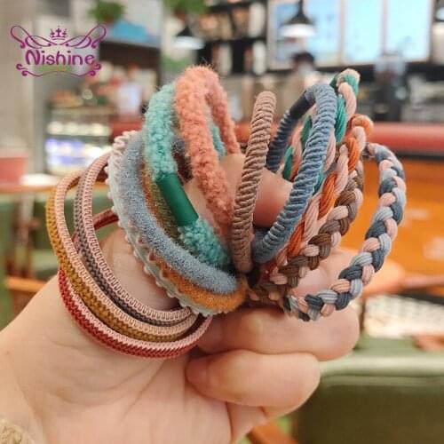 Women Colorful Elastic Hairband Fashion Seamless Link Rope DIY Clothing Decoration Girls Ponytail Accessories Photography Props