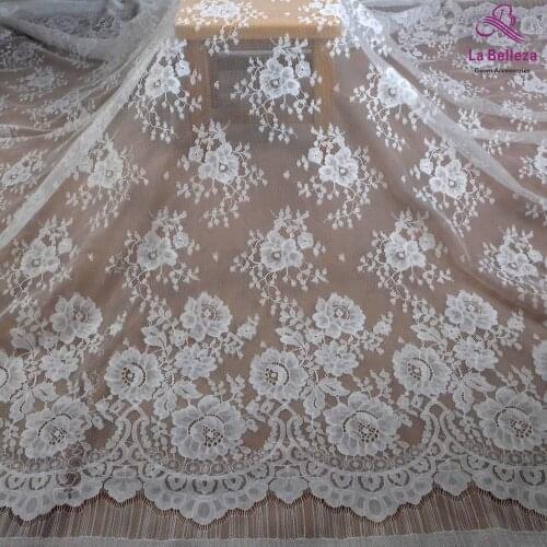 La Belleza Off white france lace fabric eyelash bride lace 150x300cm one piece