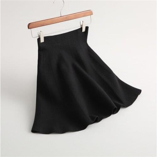 Women Gray Skirt Stretch A-Line Women Chic Skirt Faldas Saias Jupe Clothes Autumn High Waist Women Mini Skirts Knitted
