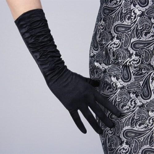 Girl Solid Color Long Formal Pageant Glove Women 20s Bridal Satin Banquet Party Wedding Colorful Black Evening Gloves ST012