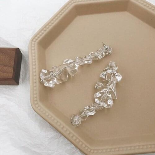Summer New Irregular Ice Cube Earrings for Women Korean Trendy Elegant Dangle Earrings Female Transparent Square Drop Earrings
