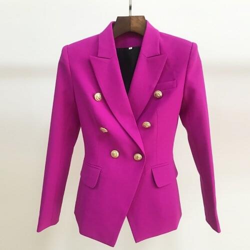 HIGH STREET 2021 New Designer Blazer Womens Double Breasted Lion Buttons Slim Fitting Gorgeous Purple Blazer Jacket