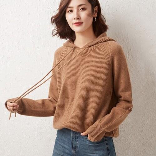 LHZSYY 21 Autumn and Winter New Woolen Wool Sweater Women thick hoodie Pullover Hooded Sweater Cashmere bottoming shirt loose