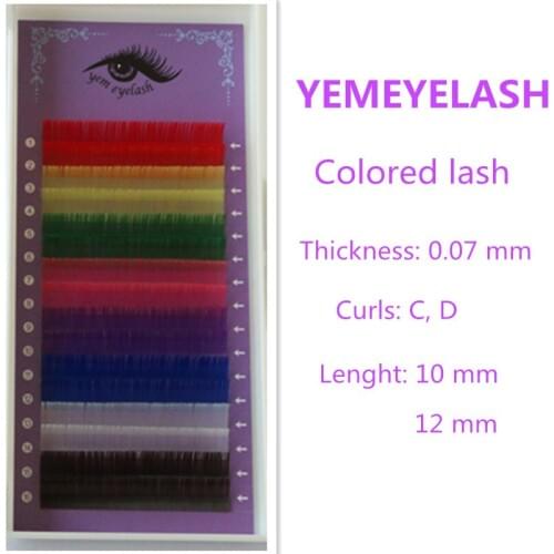 0.07,8colors,colored Faux mink individual eyelashextension,volume lashes extension for professionals,colorful soft mink eyelash