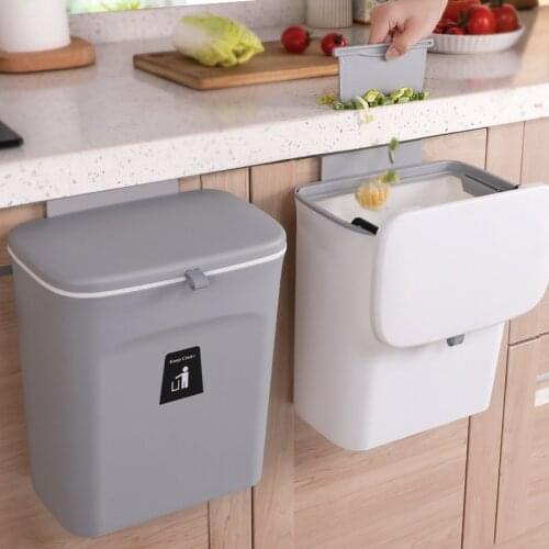 1Pc Kitchen Cabinet Hanging Trash Can Household Door Wall Mounted Storage Waste Garbage Bin
