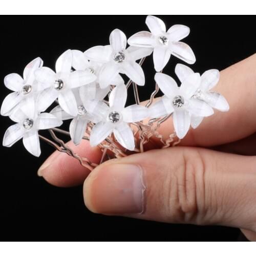 10pcs/set Elegant Bridal Bridesmaid Wedding Flower Hair Pins Clips Silver Color Rhinestone Faux Pearl Hair Jewelry Accessories