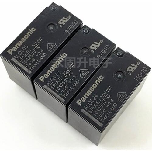20PCS/Lot Relay ALQ105 ALQ112 ALQ124 JQ1P-5V 12V 24V-F 10A 5PIN