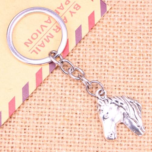 20pcs New Fashion Keychain 28x22mm steed horse head Pendants DIY Men Jewelry Car Key Chain Ring Holder Souvenir For Gift