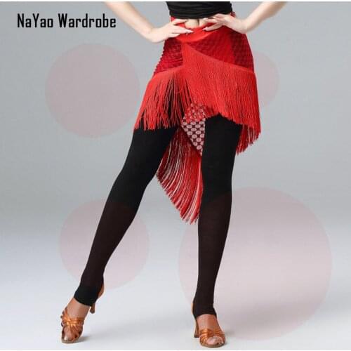 2021 New 7005 See Through Latin Dance Dress Women Tassel Latin Dance Skirt Belly Dance Fringe Hip Scarf for Perdormance