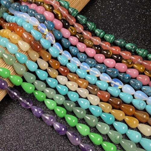 28Pcs Natural Stone Beads Drop-shaped Loose Beads For DIY Necklace Bracelet Handiwork Sewing Craft Jewelry Accessory Making