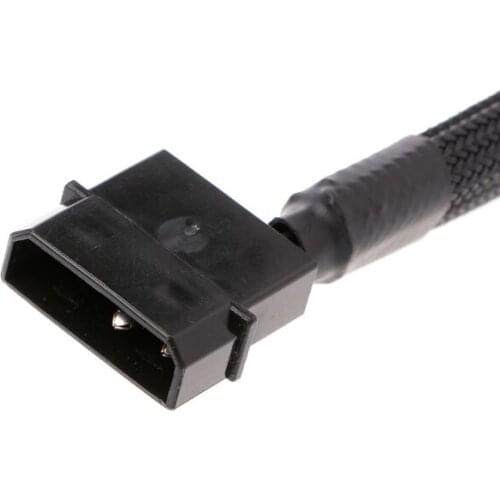 4-Pin Molex Male To 4x 3-Pin/4-Pin PWM Male Sleeved Fan Extension Adapter Cable