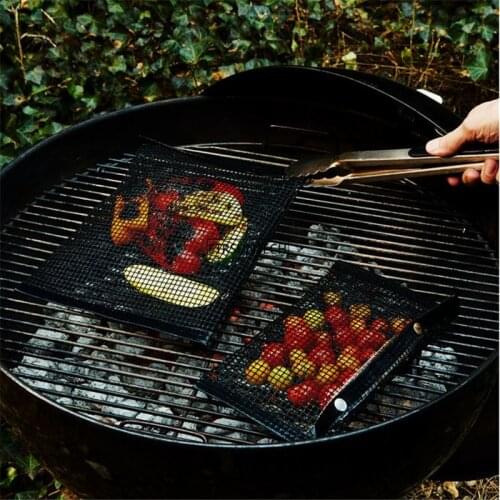 50pcs BBQ Mat Reusable Barbecue Mesh Mat Non-stick Kitchen Cooking BBQ Mat Pad Liner BBQ Accessories