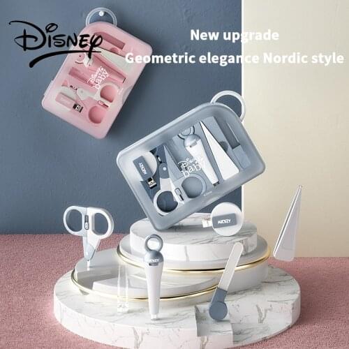 Disney 6 Pieces Set Baby Nail Clippers Children Cartoon Products Newborn Baby Round Head Nail Scissors Anti Pinch Nail Clippers