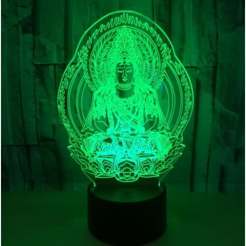 Buddha 7 color changing Night Lamp 3D Atmosphere Bulbing Light Heart visual illusion LED for kids toy Christmas Birthday Decor