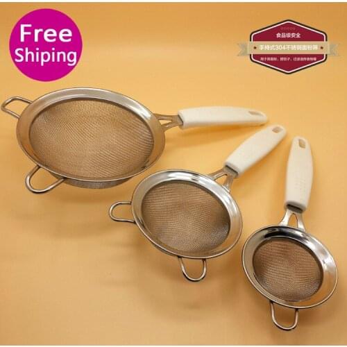 Household kitchen stainless steel flour screen soymilk dregs screen wide edge manual sugar screen baking tool