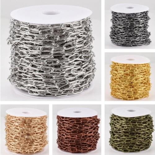 25m/roll 6colors 7mm Metal Cable Chains Unwelded Paperclip Chains For Jewelry Making Clothes Decoration DIY Handmade Accessory