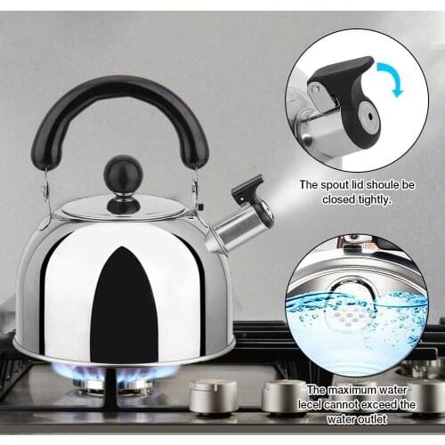 Stainless Steel Kettle Sounding Large Capacity Whistle Gas Gas Induction Cooker Teapot Kettle Metal Tea Kettle Camp Kitchen Hot