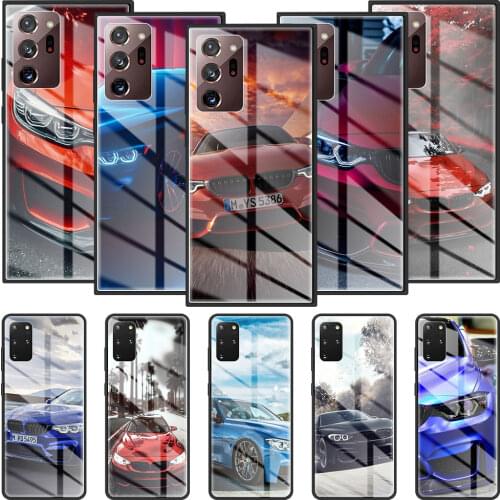 Phone Case For Samsung Galaxy S20 FE S21 S10 S9 S8 Note 20 Ultra 10 Plus 9 Tempered Glass Cover Sac Blue Red For Bmw
