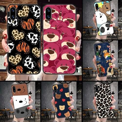 Love pink bear Leopard Phone Case For Huawei Honor 6A 7A 7C 8A 8X 8 9 9X 10 10i 20 Lite Pro black fashion shell soft Etui tpu