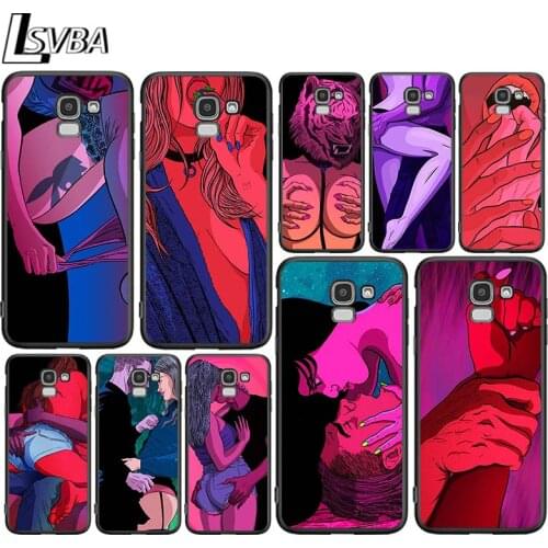Hot Girls art for Samsung Galaxy J2 J3 J4 Core J5 J6 J7 J8 Prime duo Plus 2018 2017 2016 Soft Black Phone Cover