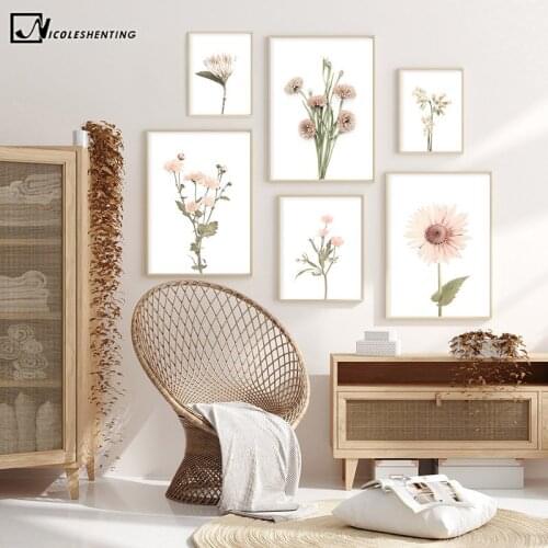 Bloom Flower Poster Nordic Art Floral Botanical Print Scandinavian Canvas Painting Simplicity Wall Picture for Living Room Decor