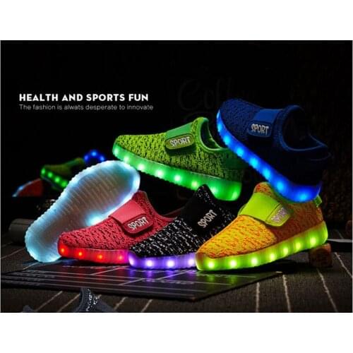 DHL 20pair Size 25-38 Kids Led USB Recharge Glowing Shoes Childrens Glowing Sneakers Kids Led Iuminous Shoes
