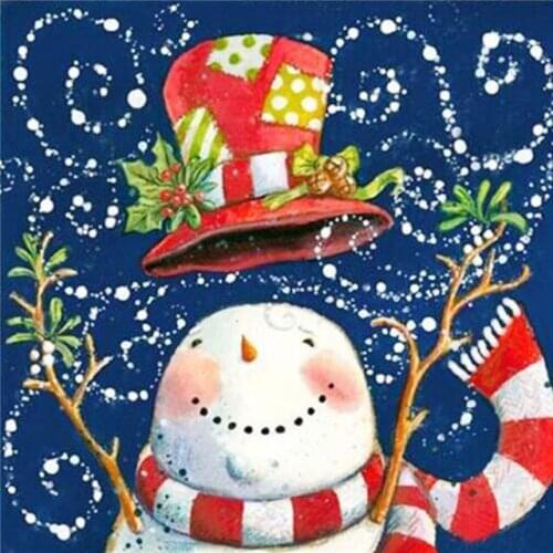 EverShine Daimond Painting With Square Rhinestones Embroidery Snowman 5D Mosaic Cartoon Cross Stitch Needlework Wall Art