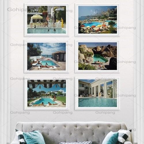 Poolside Glamour Canvas Art Desert House Prints Canvas Painting Posters Quadros Wall Art Pictures for Living Room Home Decor